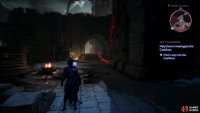sneak around the courtyard below you - follow a blight tendril through an archway,