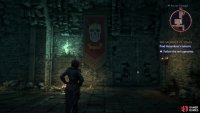 and continue through a cellar to find the red tapestry we were told about.