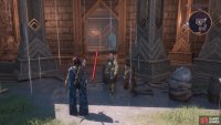 There will be some brown crystals guarding this door that needs Taash’s power to destroy them.