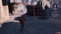 To the right, climb the debris, and jump over to the scaffolding.