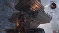 Use the Griffon to knock the planks down, and then shoot the lock on the ladder to release it.