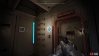 In the room, climb the ladder next to the key card door.