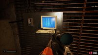 Make your way inside and use the access key on the system.