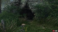 find a cave behind the camp,