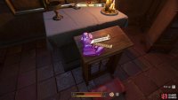 The Chapel is the room near the win, grab the purple gloves and return them to him.