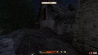 Climb through the open window to the right of the camp to get inside.