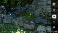 which is where you’ll find the rock with the drawing on it, in the corner.