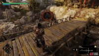 Go across the bridge outside The Crimson Fort to find clouds of blue butterflies. Eventually, they’ll lead you to the circled location.