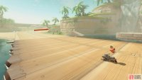 From the starting flag, go around the track while going right.