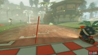 Follow the road past the geysers and ramps until you reach the food truck.