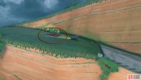 The panel will be on the grass at the top of the slope.