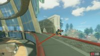 Jump from the left to the right rail.