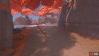 From the last panel, drive across the stream.