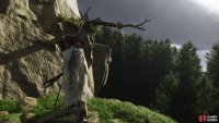 jump towards a branch, grapple onto it, then swing and grapple onto a trunk,