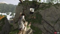 Cross a bundle of beams, then pass through a short cave,