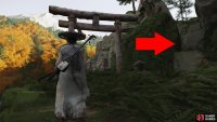Head to a Torii, which leads to a dead end - climb some cliffs to the right,