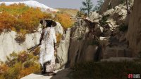 Follow the Torii until the path vanishes into disrepair, a tree on the edge of the cliff marks the path up.