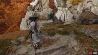 and climb a cliff and jump a gap to find an open area with a mountain lake in the low ground - you have choices here, either climb cliffs from the low ground or cross ropes and swing across tree branches on the high ground.