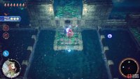 Hit an orb north of the entrance to drain the water,