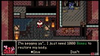 Return to where he started and give him the Bones to fix him up, with him giving you a Trinket.