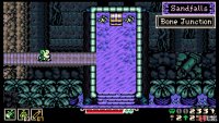 Keep going south past all the spikes to a secluded area of Sandfalls for another chest and gem.