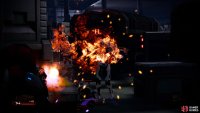 inside of which you’ll find an endless-seeming horde of mechs waiting for you on the crate-filled factory floor.
