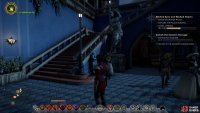 Avoid walking through the doorway at the top of the stairs, and instead ascend the stairs to the right.