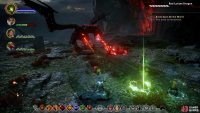 The dragon can breathe red lyrium which can inflict heavy damage, so be sure to step out of the way when you see the animation begin.