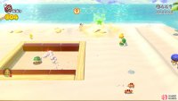 The first Green Star appears when you destroy the Goomba sand sculpture
