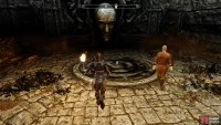 Interact with the blood seal to trigger the sacrifice and open the temple.